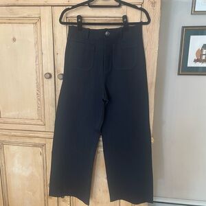 Anthropologie Black Knit wide leg Trousers